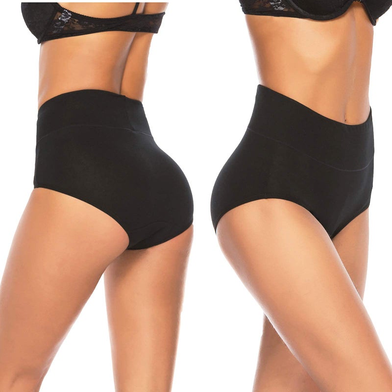 Annenmy Women's High Waist Cotton Underwear Sold Color Comfortable Briefs Panties (XXX-Large, Black, 5-pack) - Image 2